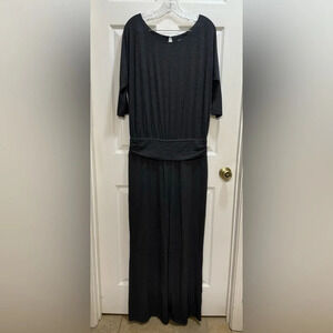 Soft Surroundings Toujours Jumpsuit Womens Size Medium Charcoal Grey Wide Leg